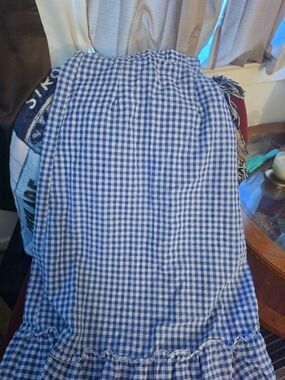 Blue and White Gingham Ruffle Hem Dress